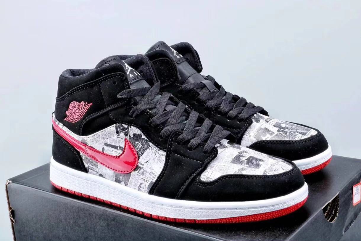 Air Jordan 1 Poster Black White Red Shoes